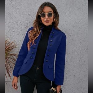 New SHEIN Electric Blue Blazer Jacket Military Medium
